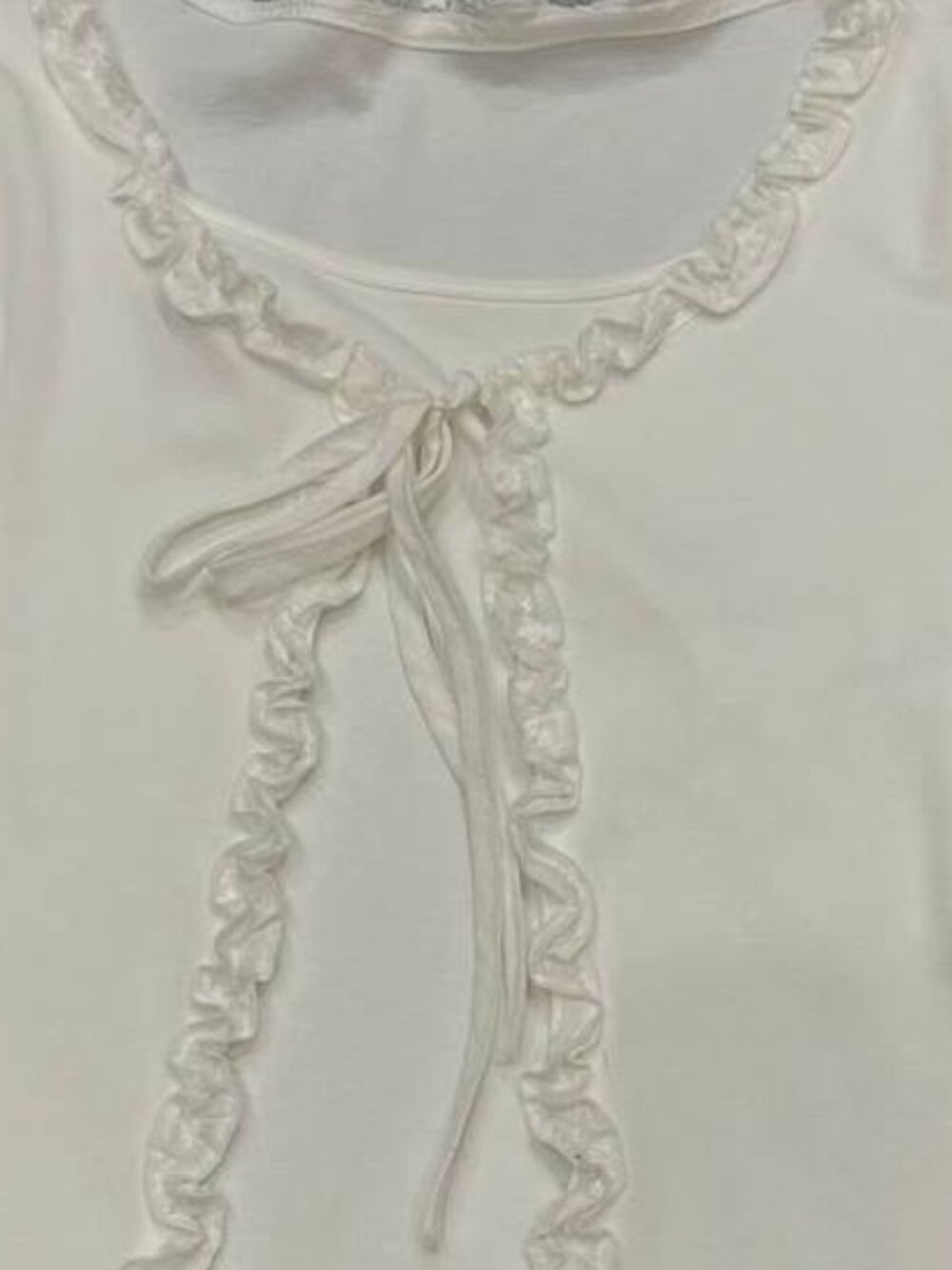 White Short Sleeve Ruffle Tie Top - Picture 2 of 3